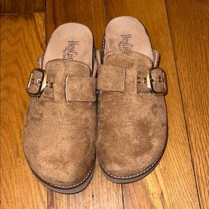 Corkys Kids Brown Suede Buckle Clogs